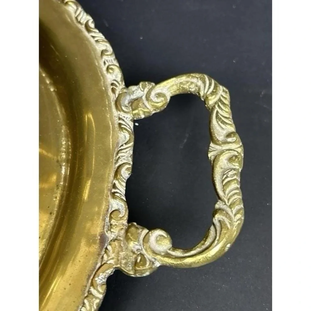 Vintage Solid Brass Tea Coffee Set Tray 4 Pc Teapot Creamer Sugar Ornate